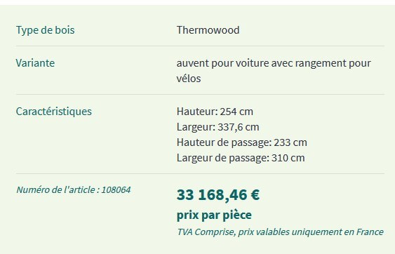 tarif carport collstrop- car base xl-thermowood-woodexpo 78