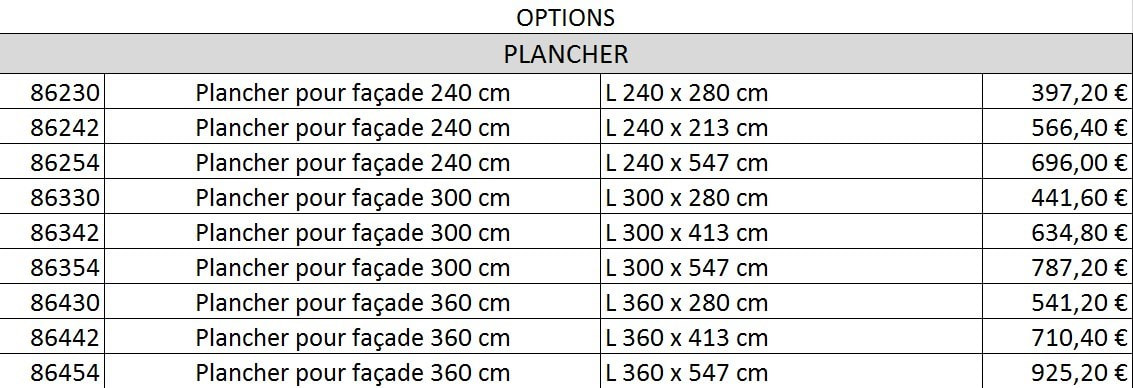 tarifs abris 2 pentes option plancher tootan- woodexpo 78